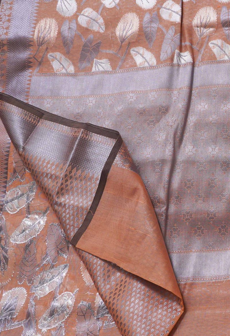 Online Shopping for Orange  Banarasi Sico Saree with Weaving from Uttar Pradesh at Unnatisilks.com India

