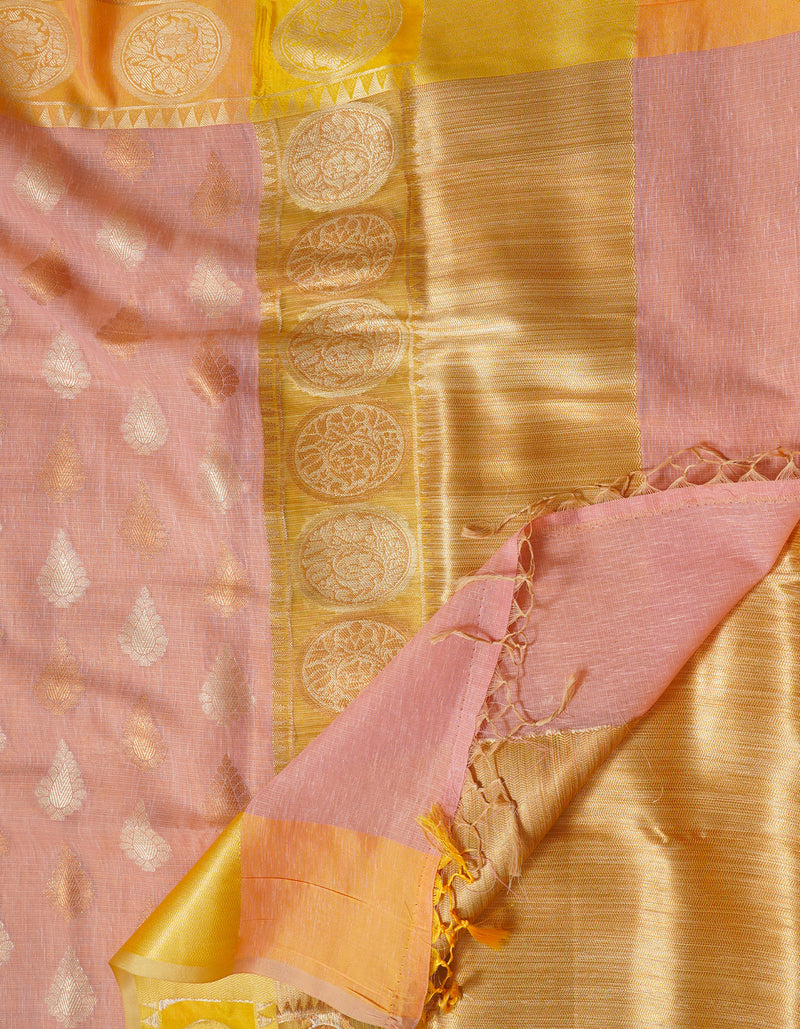 Pink  Banarasi Sico Saree-UNM64274
