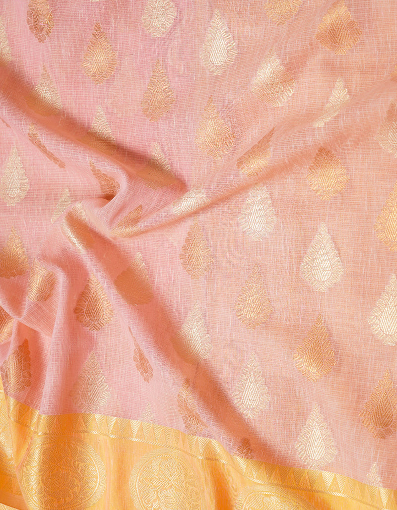 Pink  Banarasi Sico Saree-UNM64274