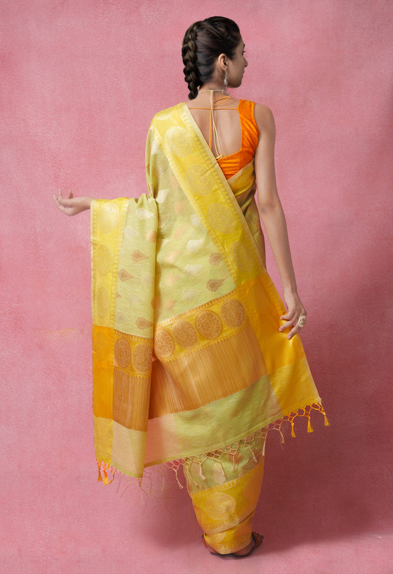 Light Green Banarasi Sico Saree