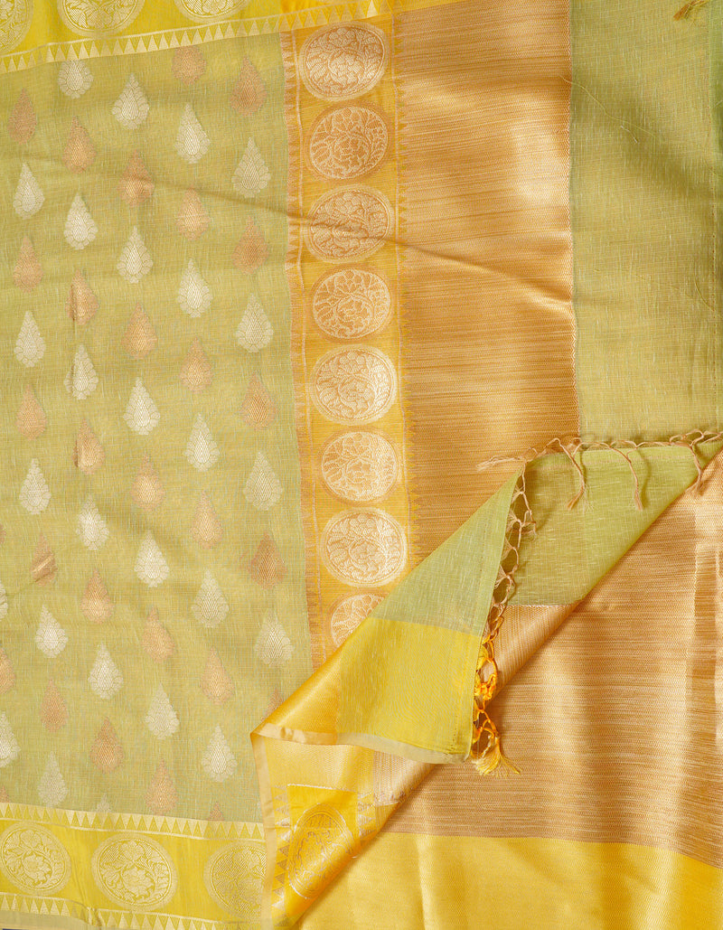 Light Green Banarasi Sico Saree