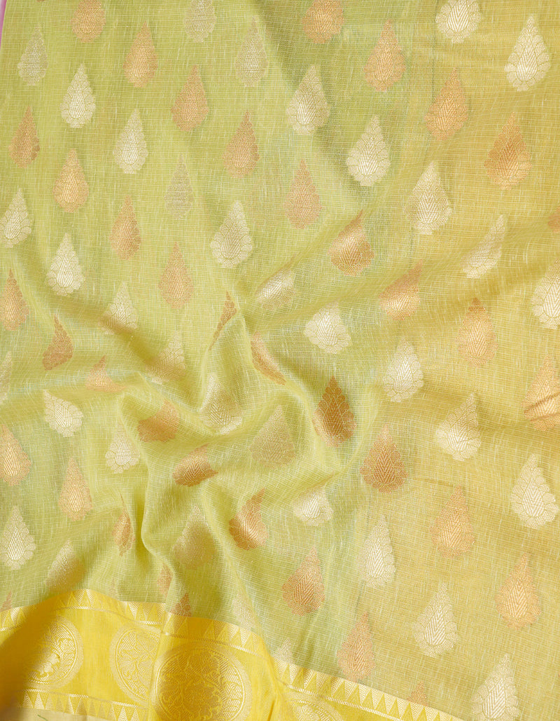 Light Green Banarasi Sico Saree