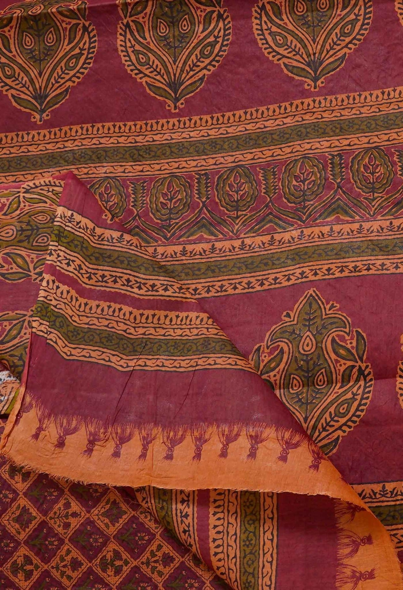 Online Shopping for Multi Pure Krisha Block Printed  Cotton Saree with Hand Block Prints from Rajasthan at Unnatisilks.com India

