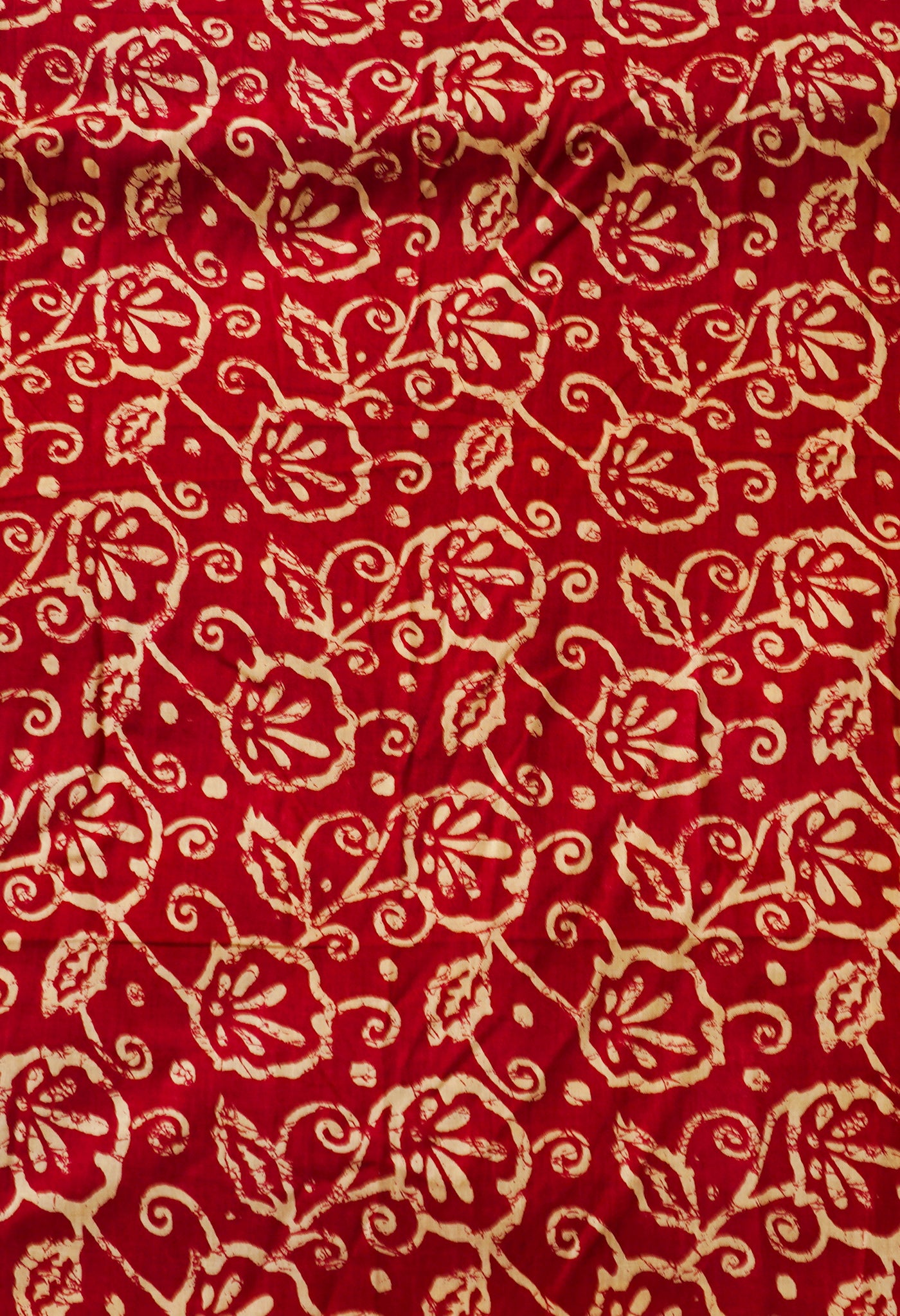 Red Pure Krisha Block Printed Cotton Saree