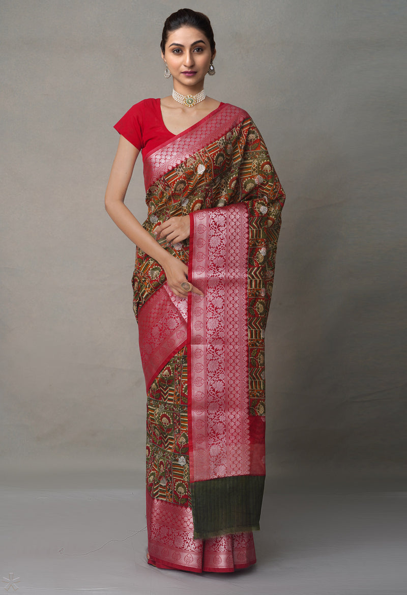 Multi  Ajrakh Maheshwari  Sico Saree