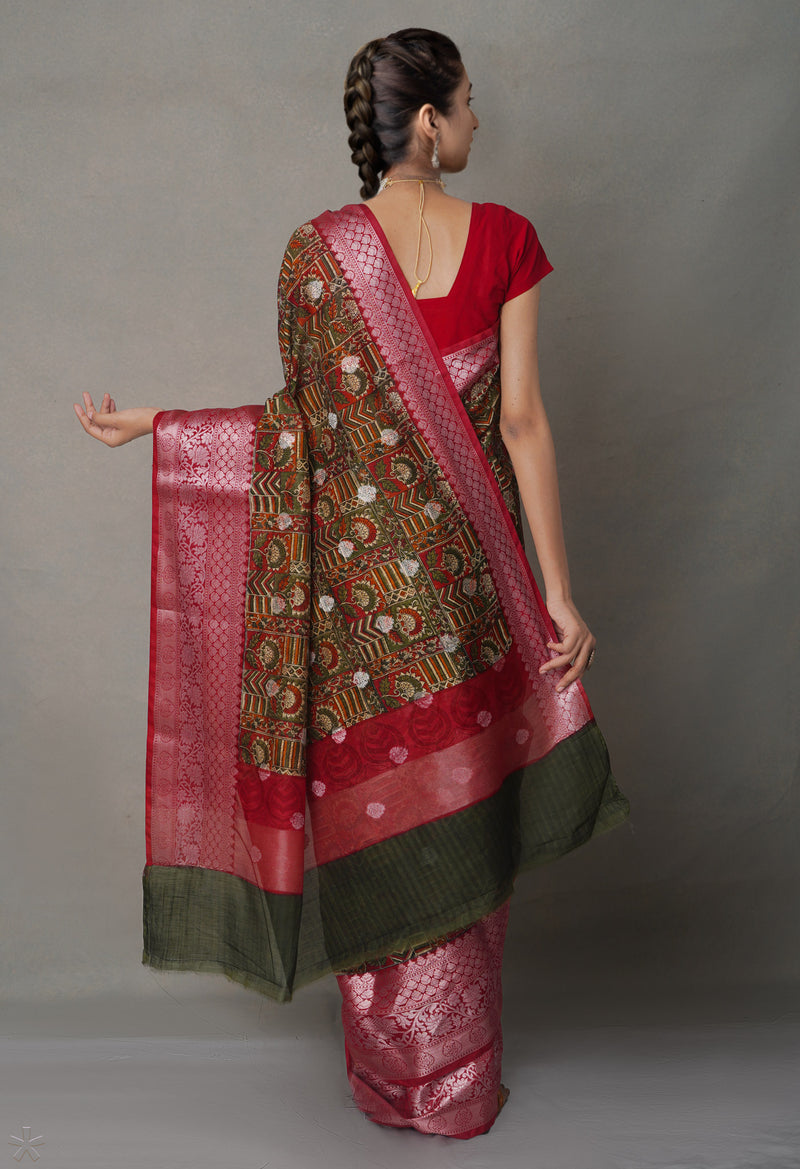 Multi  Ajrakh Maheshwari  Sico Saree