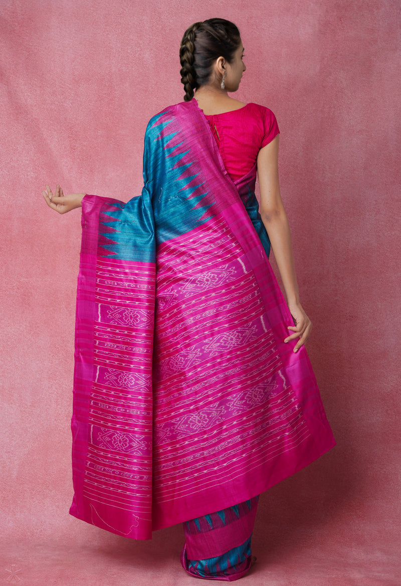 Blue Pure Ghicha Handloom Jute Saree