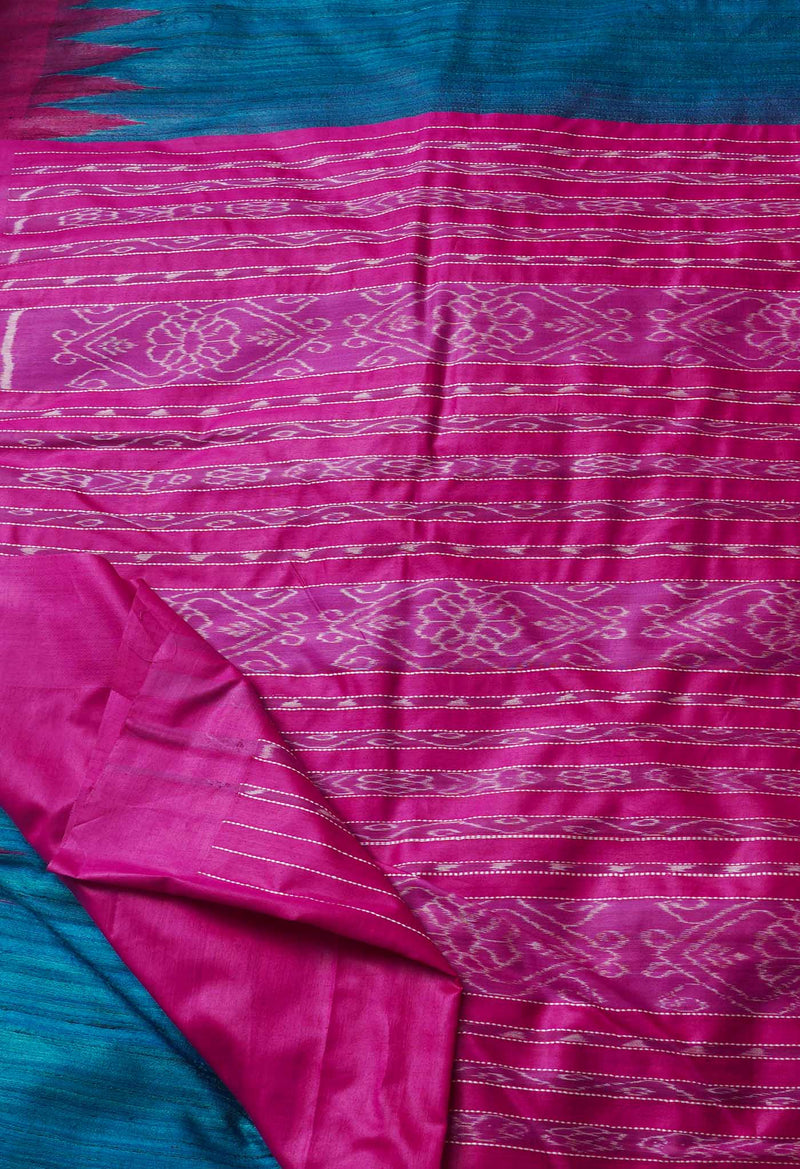 Blue Pure Ghicha Handloom Jute Saree