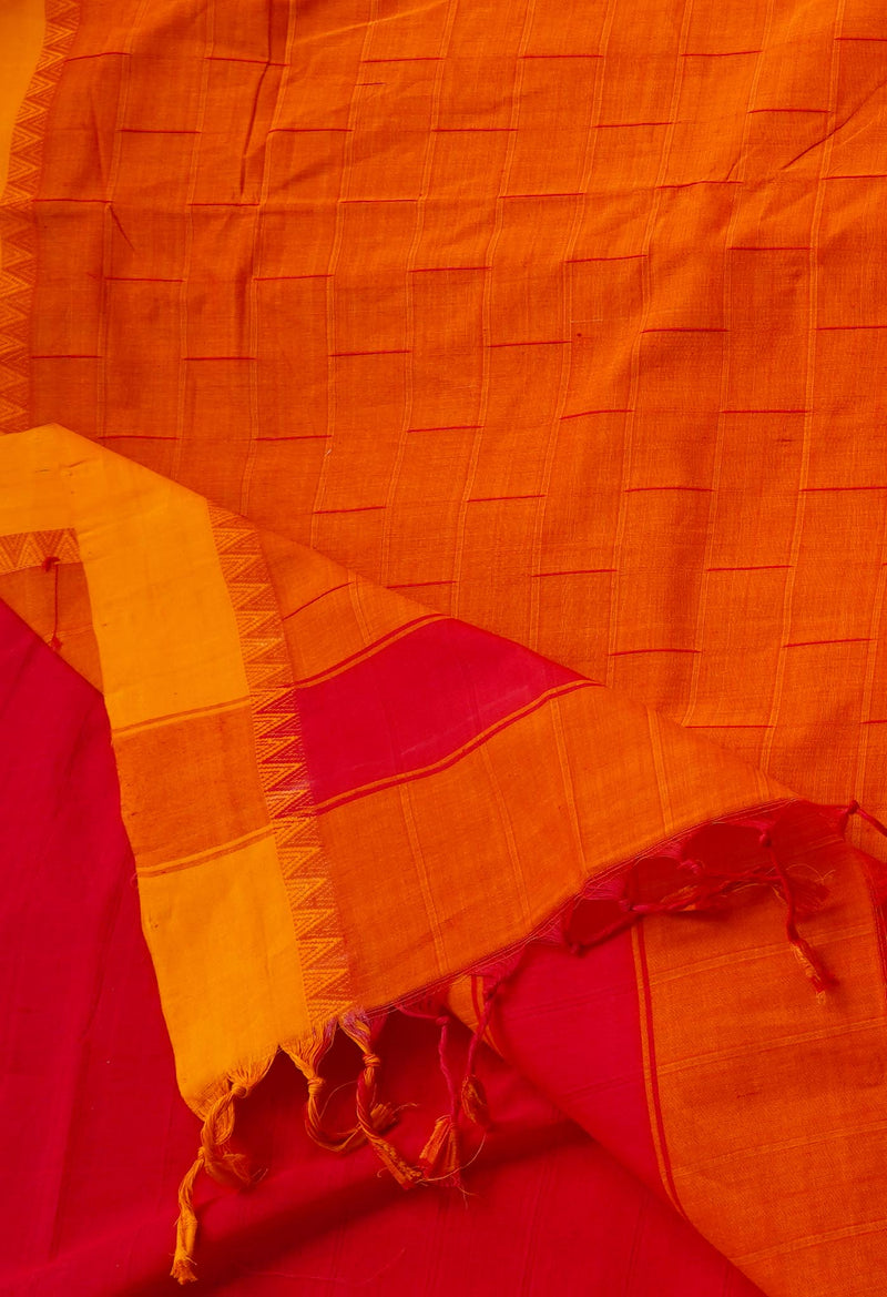Red Pure Andhra Handloom Cotton Saree-UNM64637