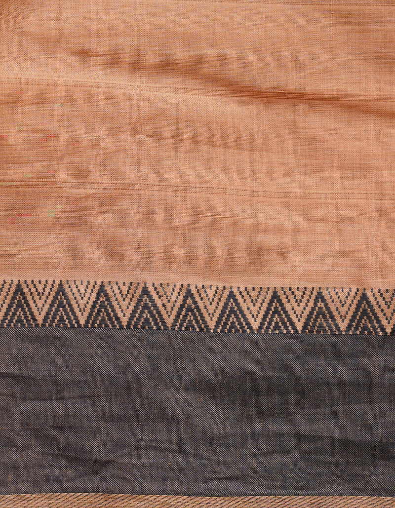 Brown Pure Andhra Handloom Cotton Saree-UNM64643