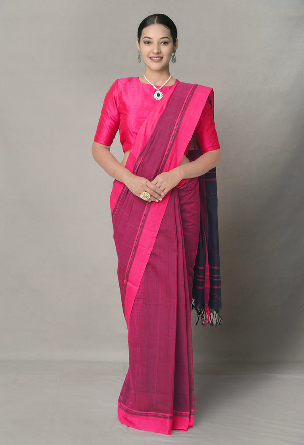 Pink Pure Andhra Handloom Cotton Saree-UNM64647
