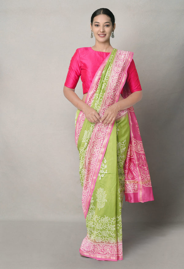 Green-Pink  Summer Bangalore Silk Saree