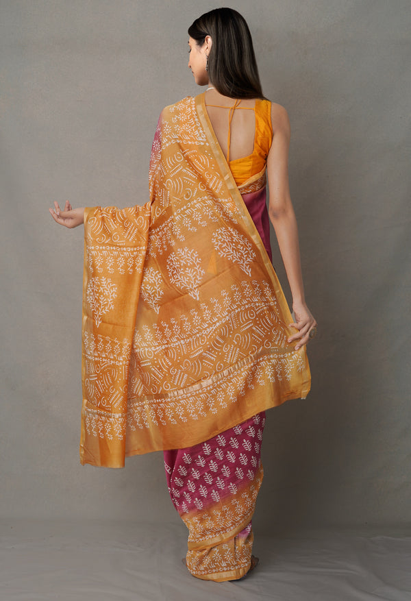 Pink-Yellow  Summer Bangalore Silk Saree