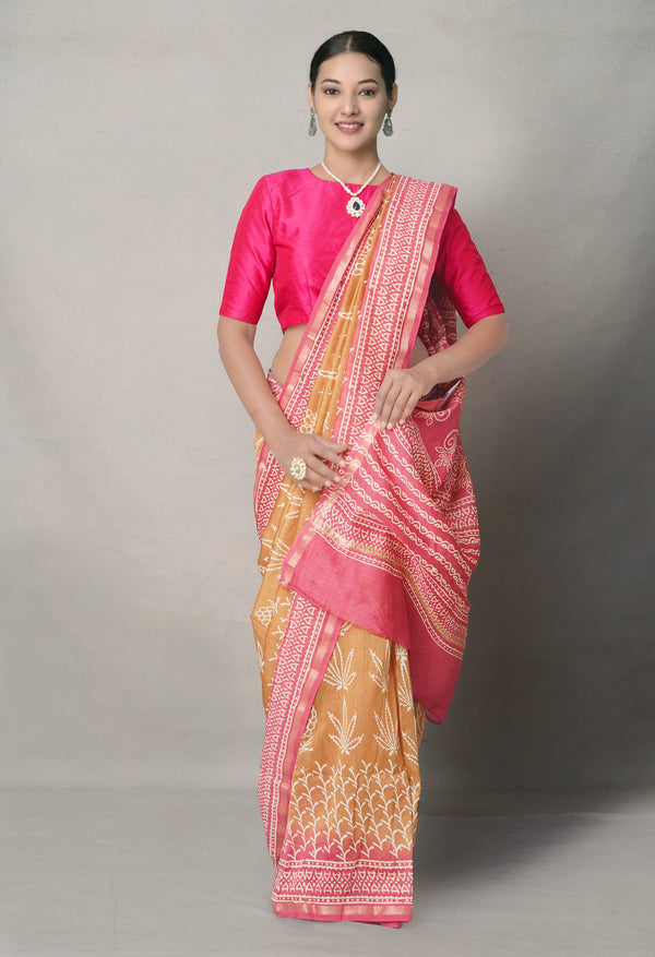 Brown-Pink  Summer Bangalore Silk Saree