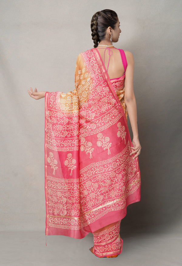 Brown-Pink  Summer Bangalore Silk Saree-UNM64665