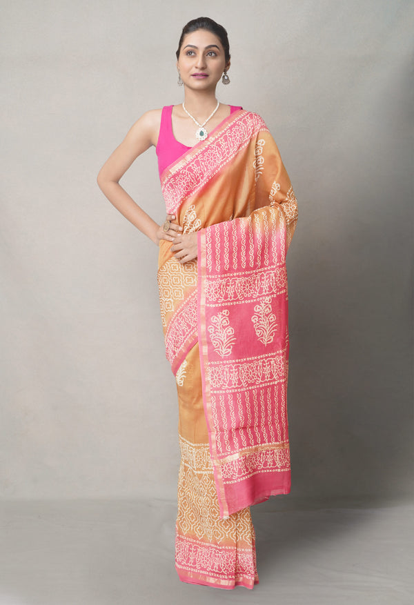 Brown-Pink  Summer Bangalore Silk Saree