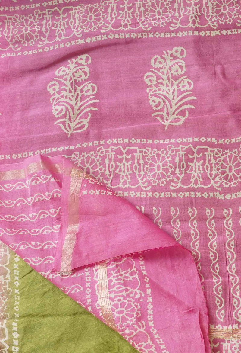 Green-Pink  Summer Bangalore Silk Saree-UNM64677