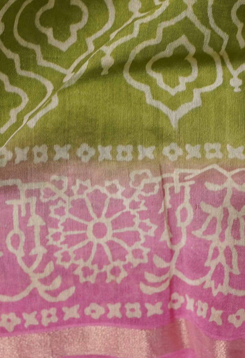 Green-Pink  Summer Bangalore Silk Saree-UNM64677
