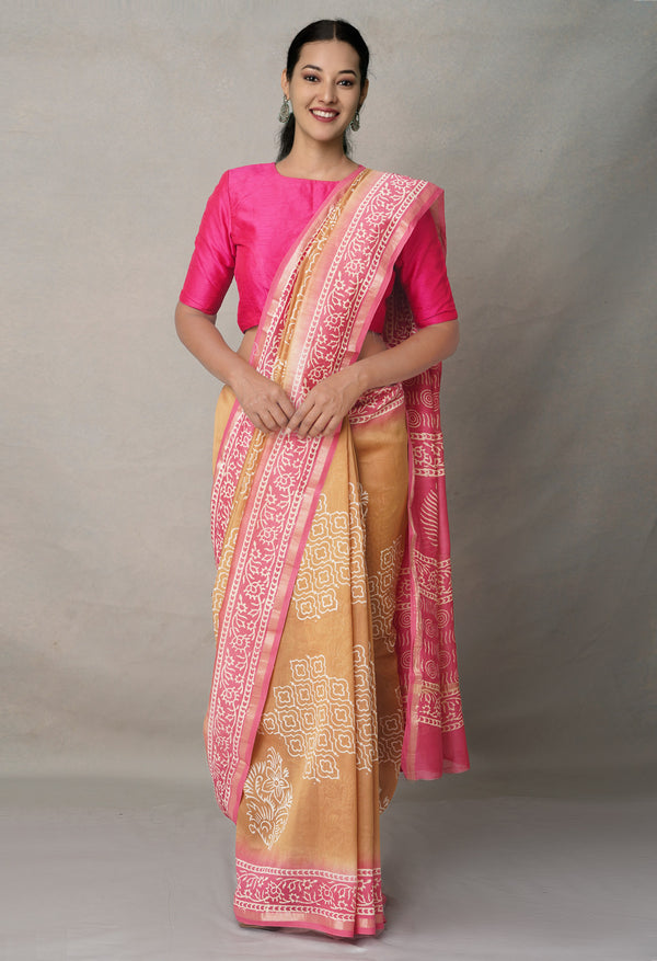 Brown-Pink  Summer Bangalore Silk Saree