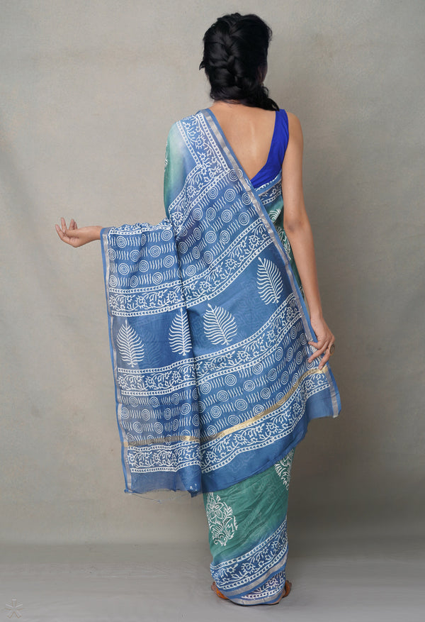 Green-Blue  Summer Bangalore Silk Saree