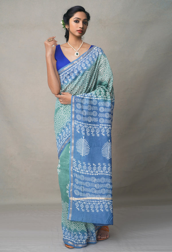 Green-Blue  Summer Bangalore Silk Saree-64685
