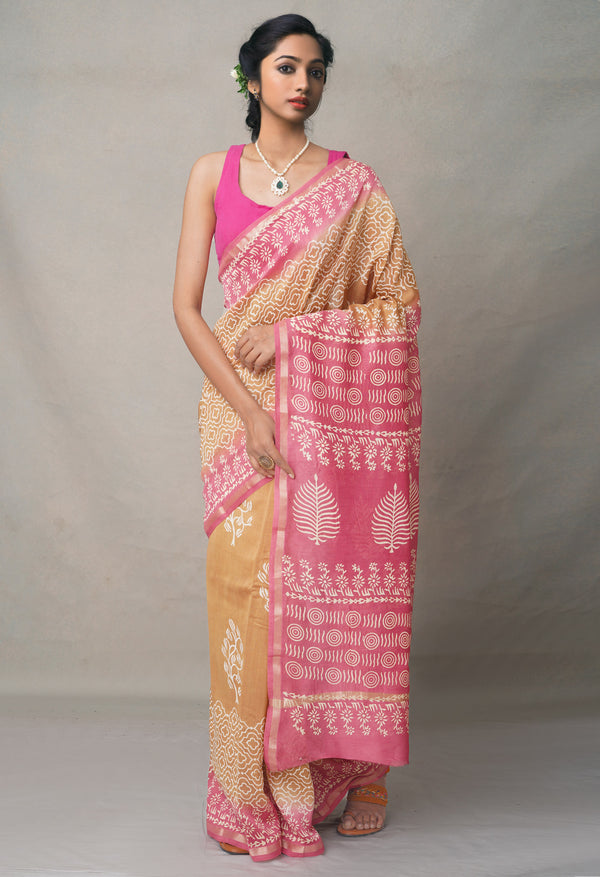 Brown-Pink  Summer Bangalore Silk Saree