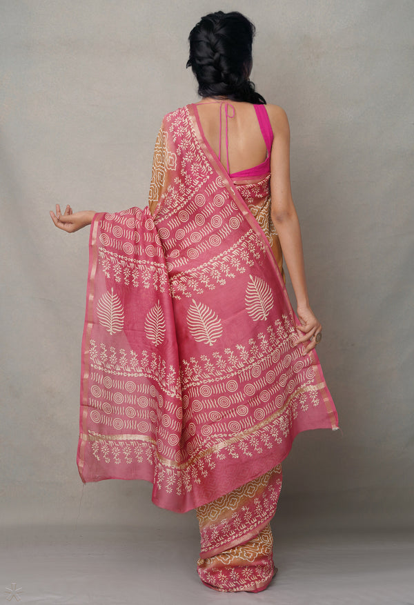 Brown-Pink  Summer Bangalore Silk Saree