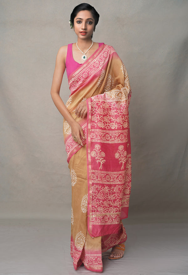 Brown-Pink  Summer Bangalore Silk Saree