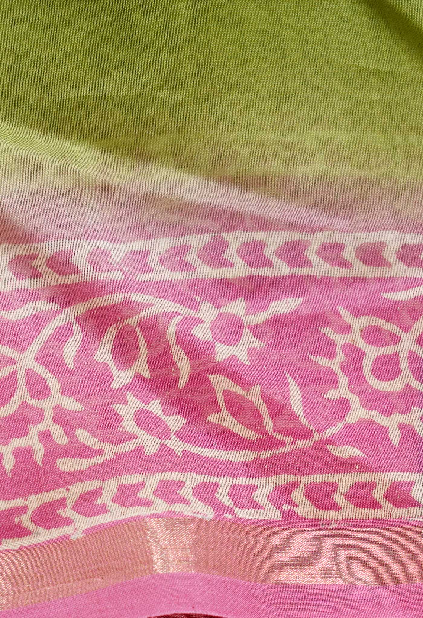 Green-Pink  Summer Bangalore Silk Saree
