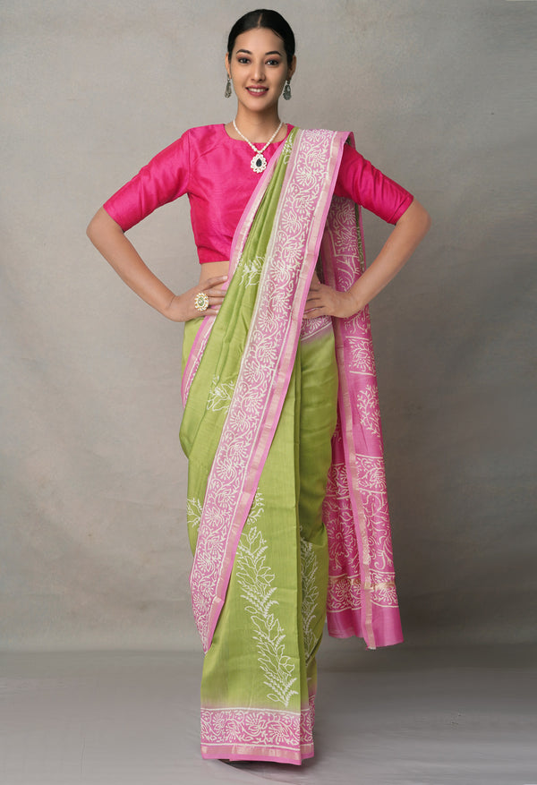 Green-Pink  Summer Bangalore Silk Saree
