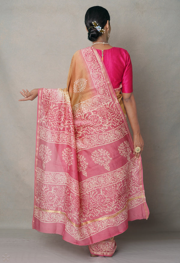 Brown-Pink  Summer Bangalore Silk Saree-UNM64696