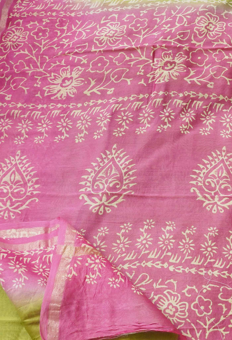 Green-Pink  Summer Bangalore Silk Saree