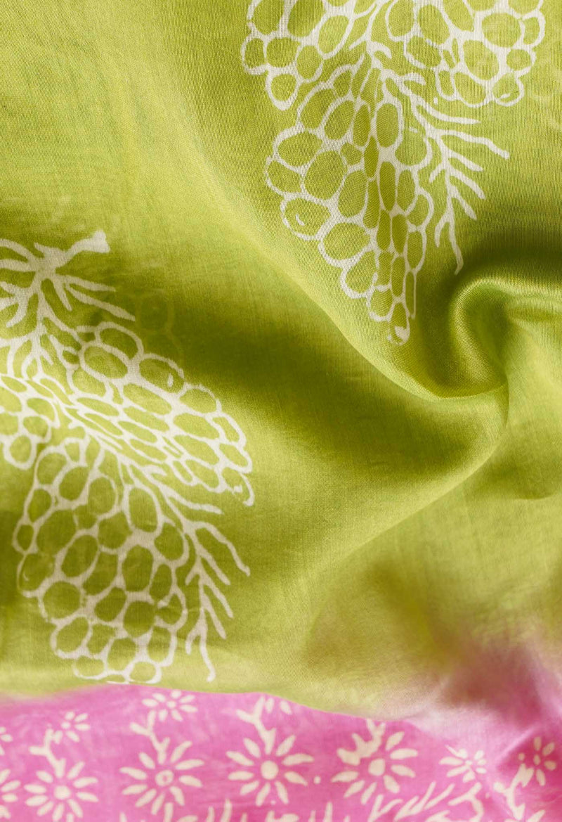 Green-Pink  Summer Bangalore Silk Saree