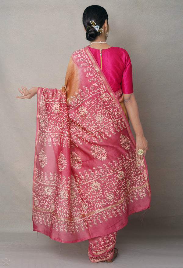 Brown-Pink  Summer Bangalore Silk Saree-UNM64702