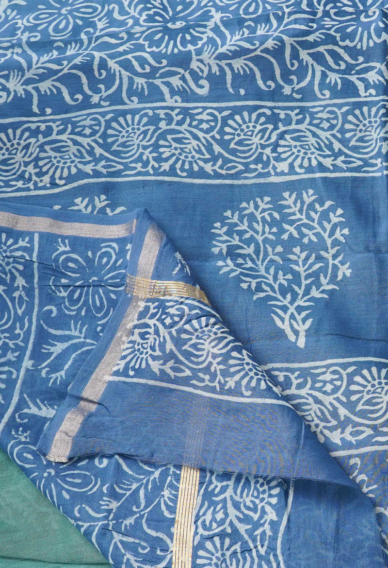 Green-Blue  Summer Bangalore Silk Saree