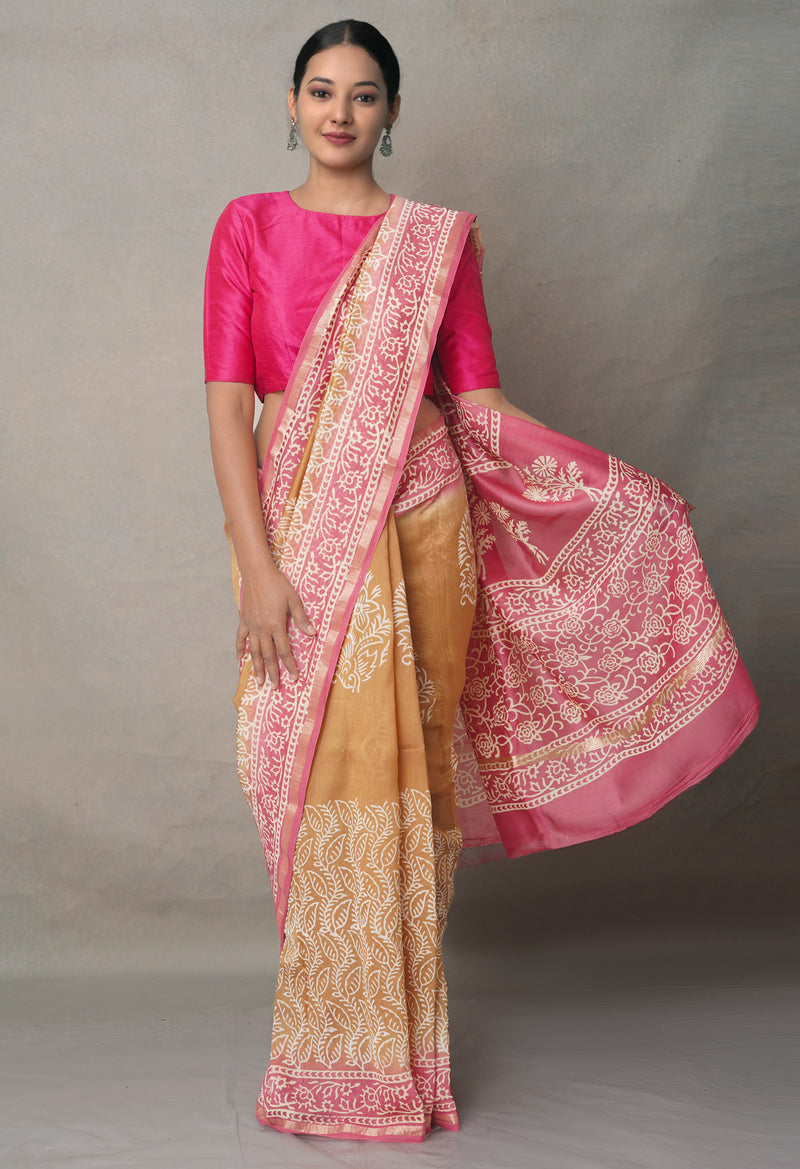 Brown-Pink  Summer Bangalore Silk Saree