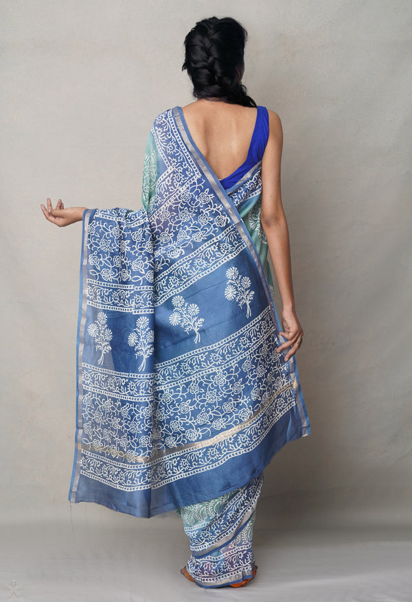 Green-Blue  Summer Bangalore Silk Saree-UNM64708