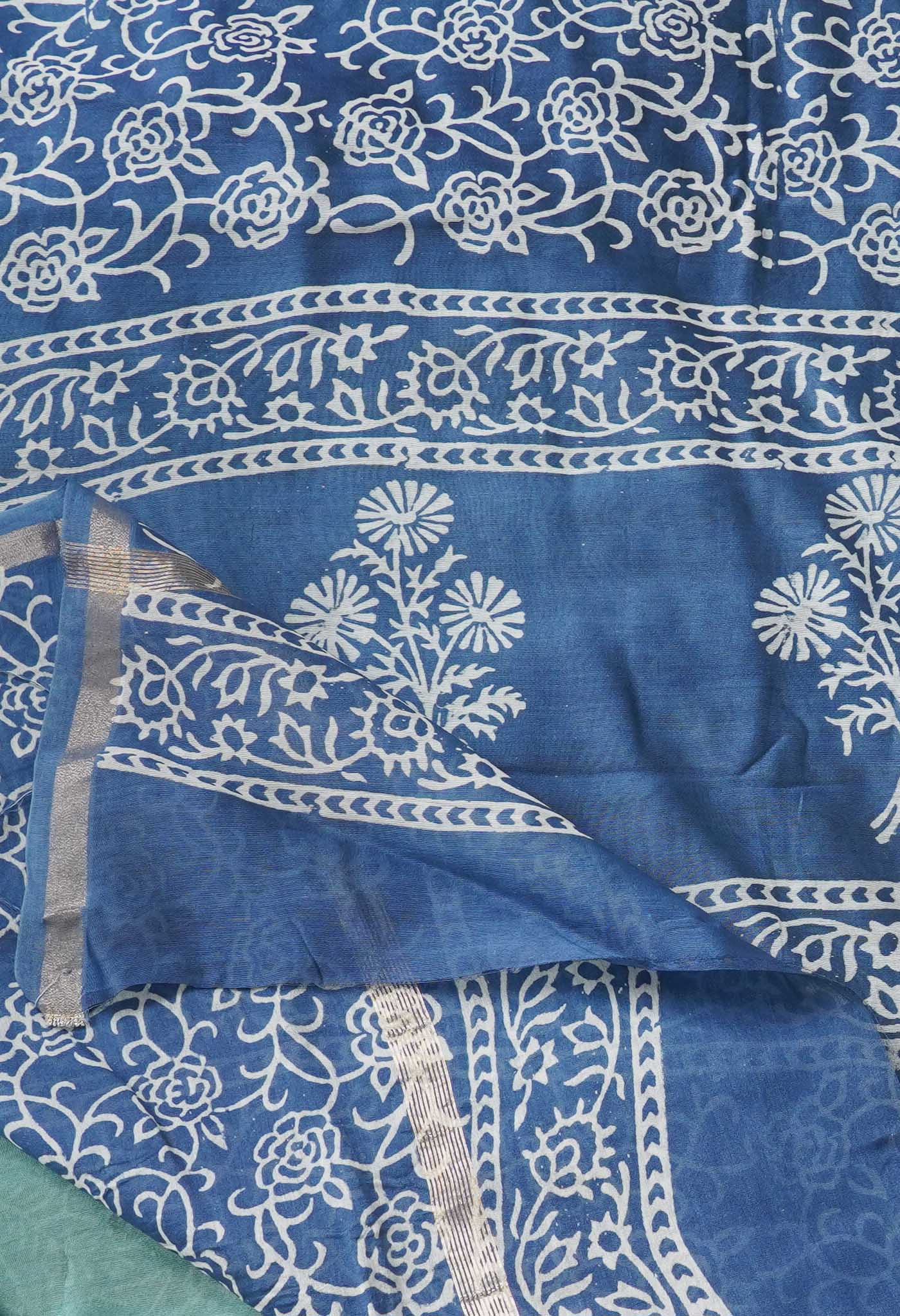 Green-Blue  Summer Bangalore Silk Saree-UNM64708