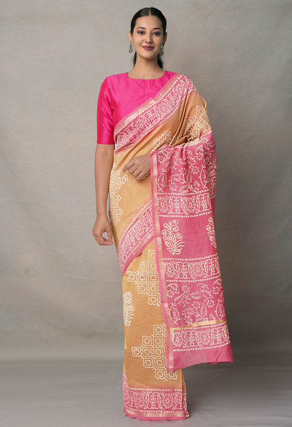 Brown-Pink  Summer Bangalore Silk Saree