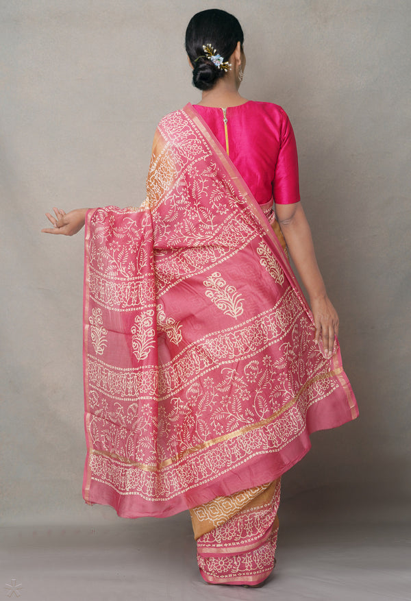 Brown-Pink  Summer Bangalore Silk Saree