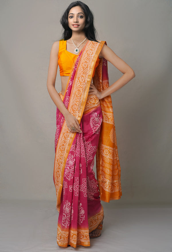 Pink-Yellow  Summer Bangalore Silk Saree