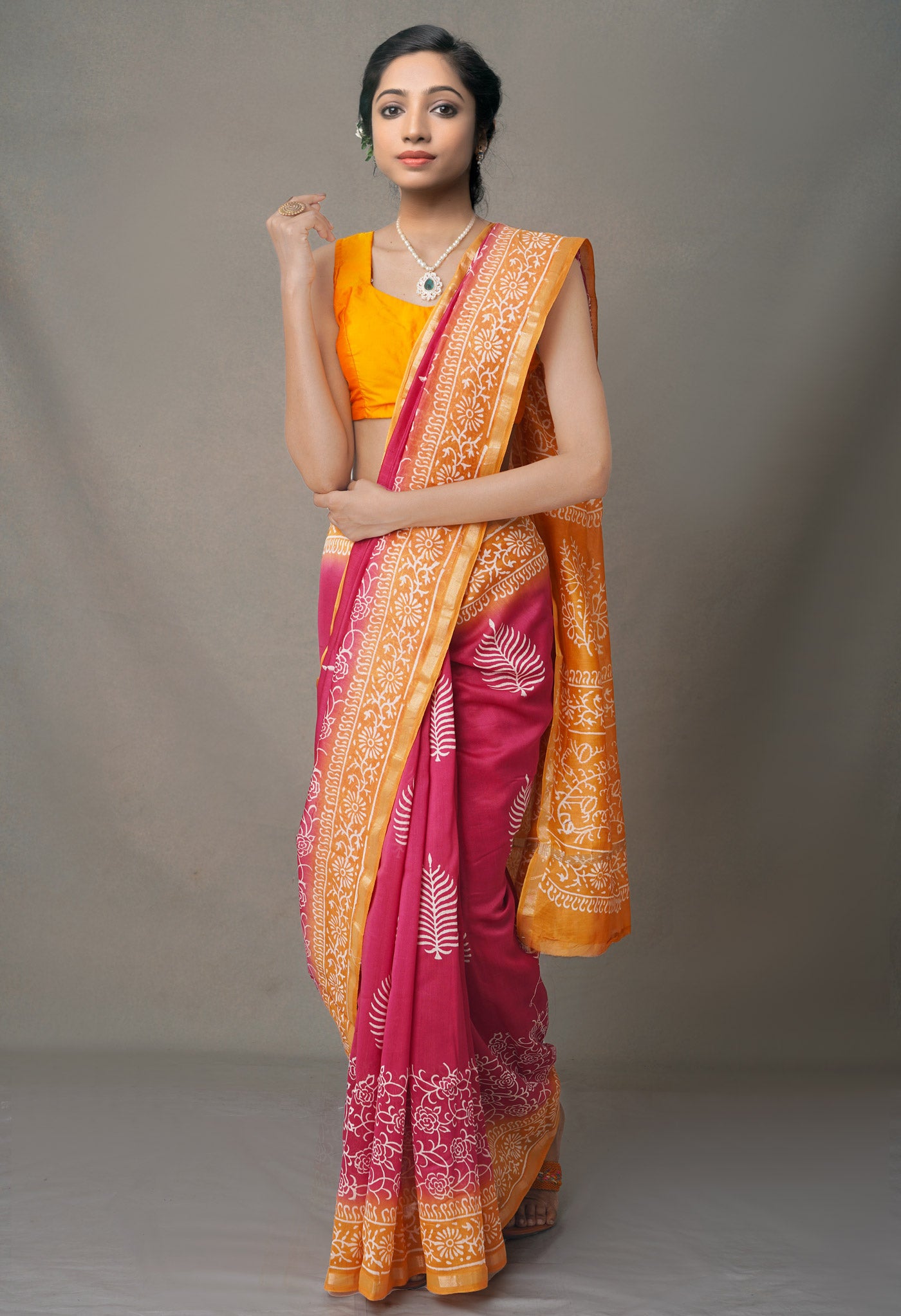 Pink-Yellow  Summer Bangalore Silk Saree