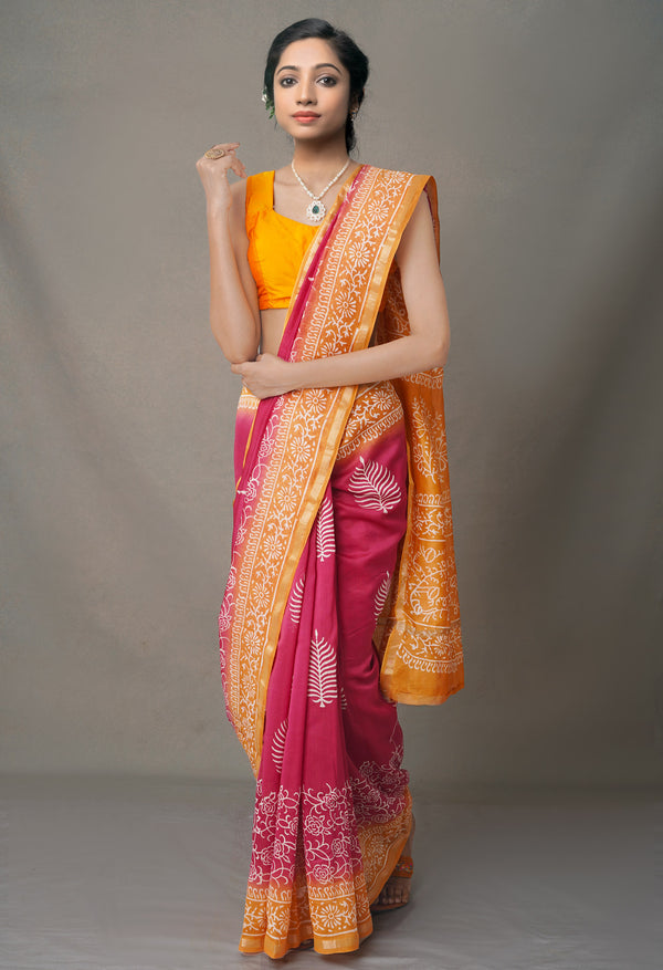 Pink-Yellow  Summer Bangalore Silk Saree