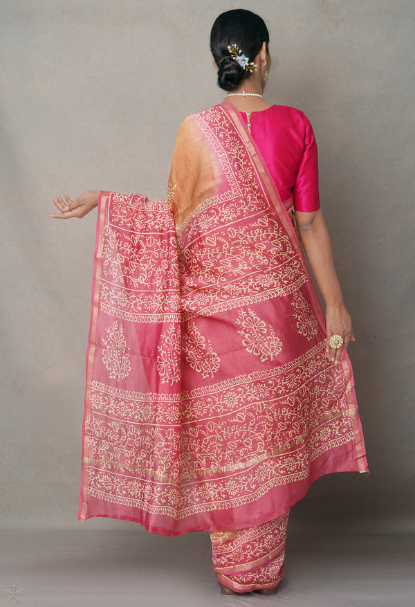 Brown-Pink  Summer Bangalore Silk Saree-UNM64716