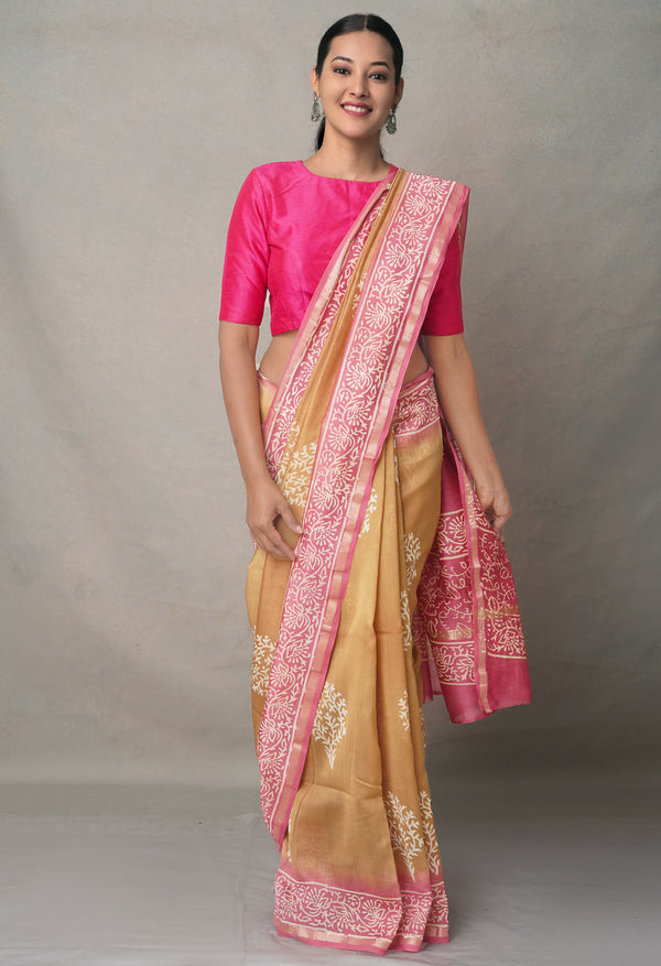 Brown-Pink  Summer Bangalore Silk Saree
