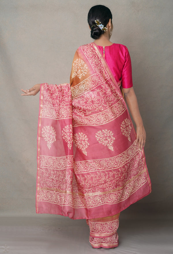 Brown-Pink  Summer Bangalore Silk Saree