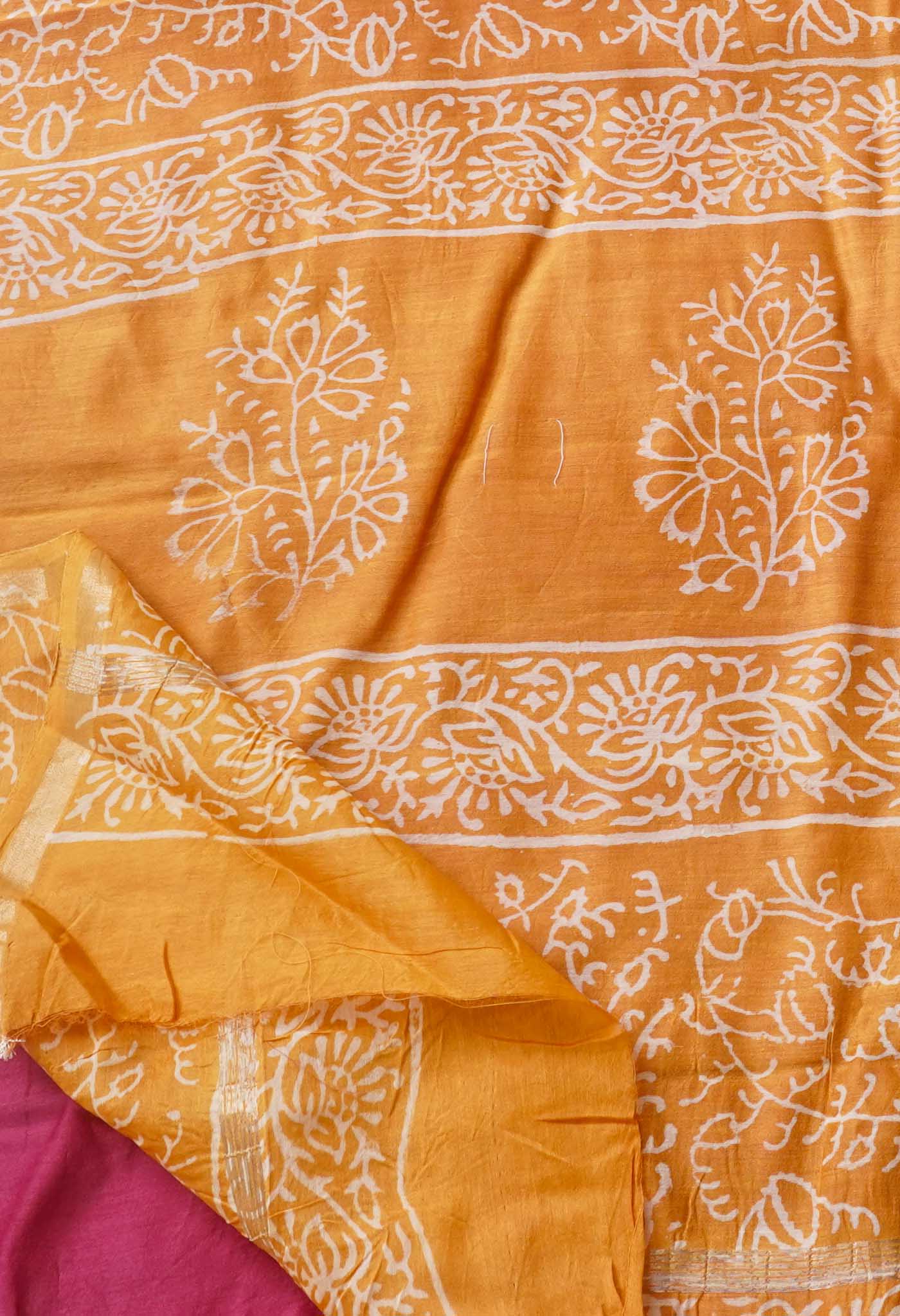 Pink-Yellow  Summer Bangalore Silk Saree-UNM64721