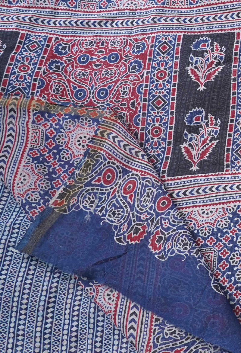 Indigo Blue Pure Chanderi Sico Saree-UNM64725