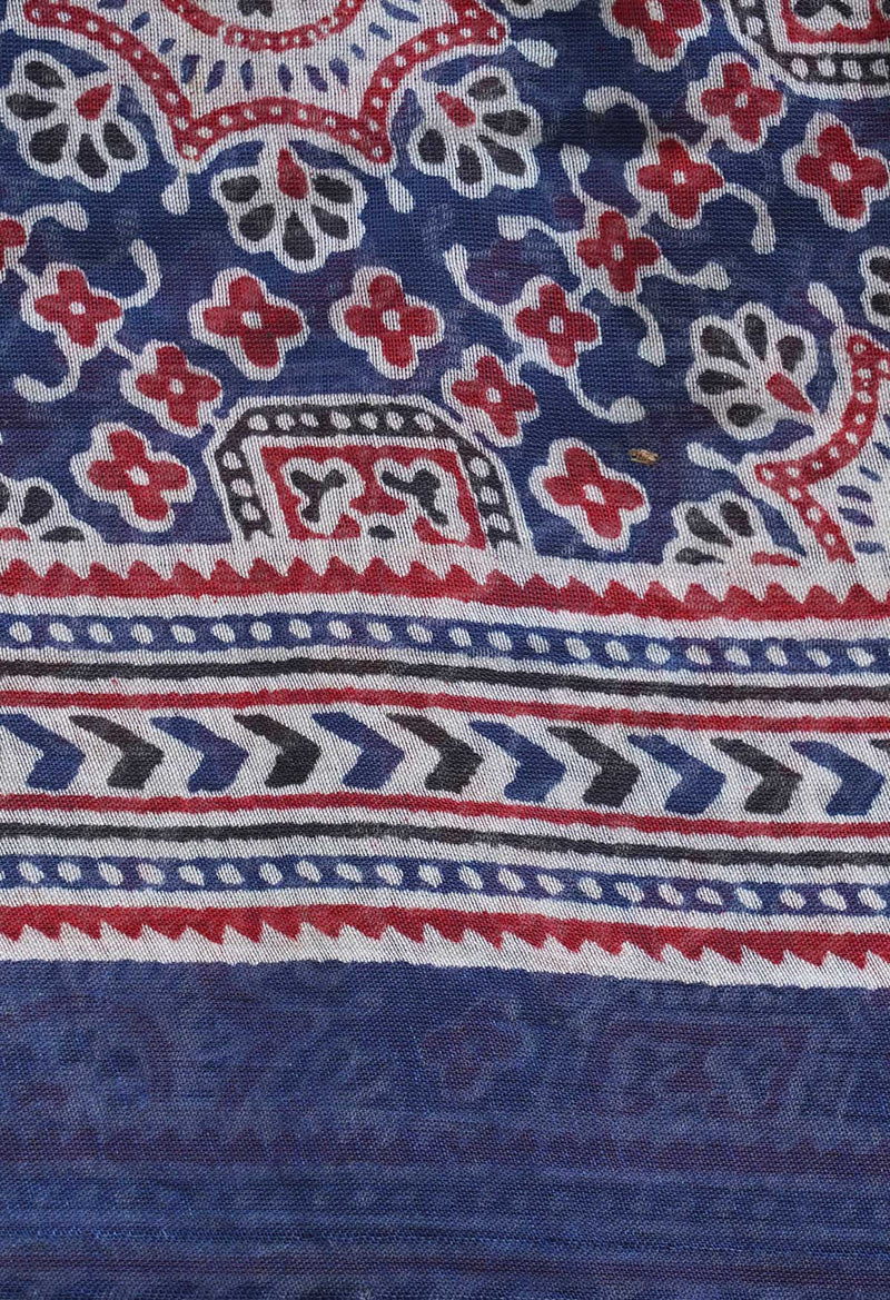 Indigo Blue Pure Chanderi Sico Saree-UNM64725