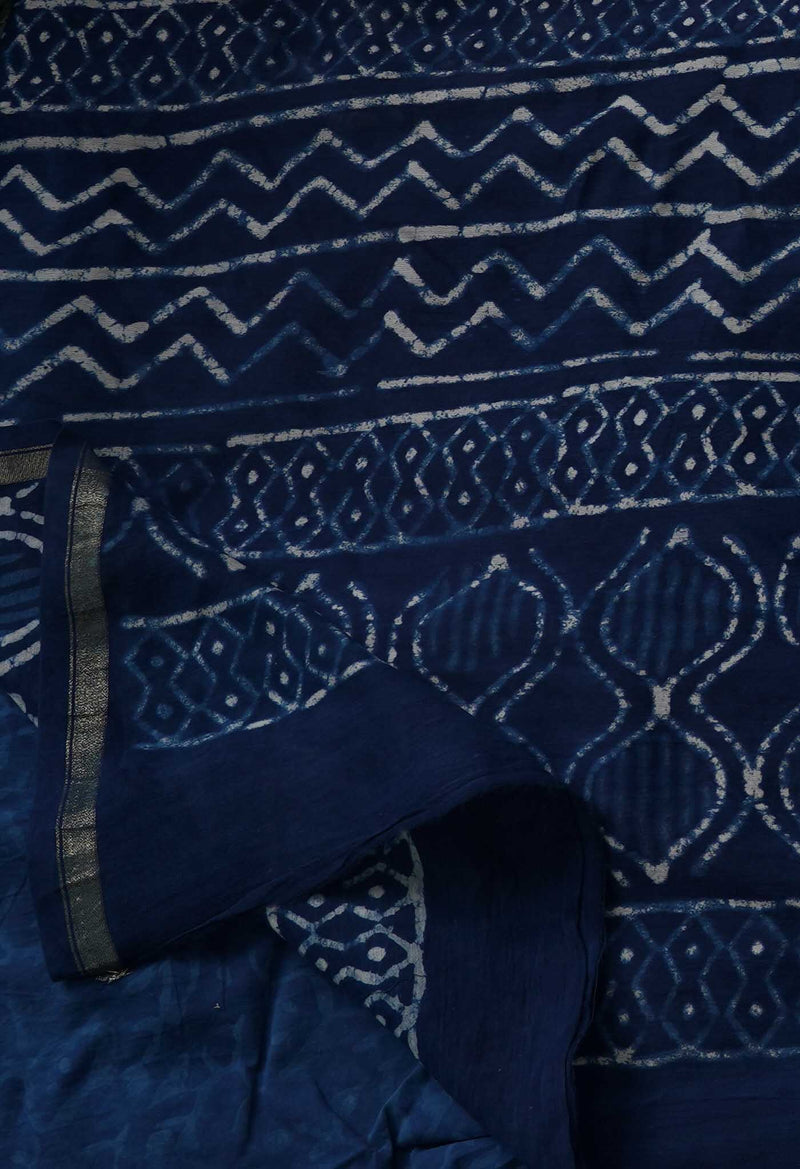 Indigo Blue Pure Chanderi Sico Saree